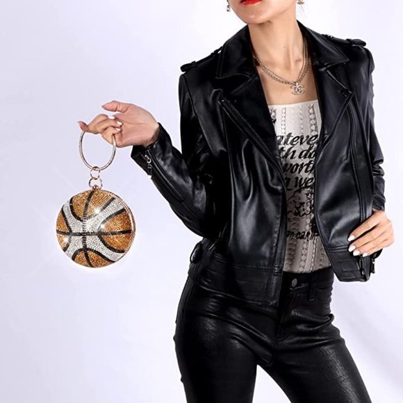 NEW BLING SWAROVSKI CRYSTAL RHINESTONE BASKETBALL CLUTCH HANDBAG PURSE +… - Picture 3 of 14